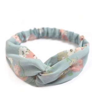 Light Blue Floral Boho Twist Headband